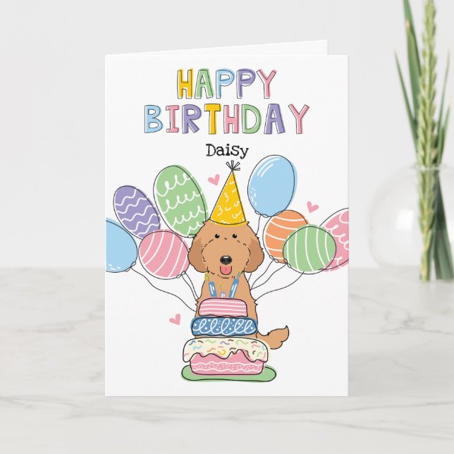 Red Labradoodle Chien Bonne Carte d'Anniversaire (Devant)