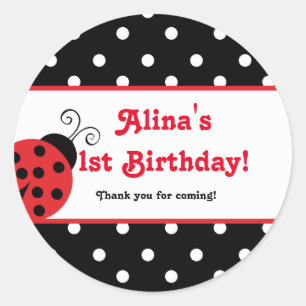 Red Ladybug polka dot party faveur autocollants