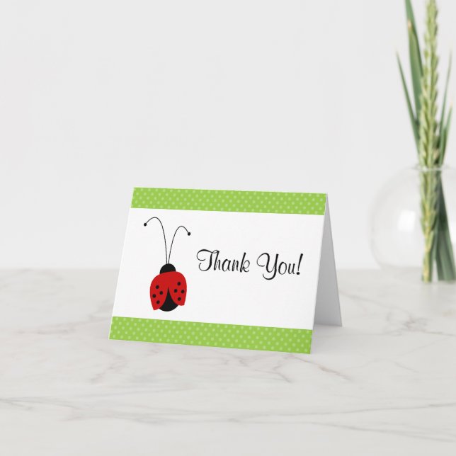 Red Ladybug Polka Point Merci note (Devant)