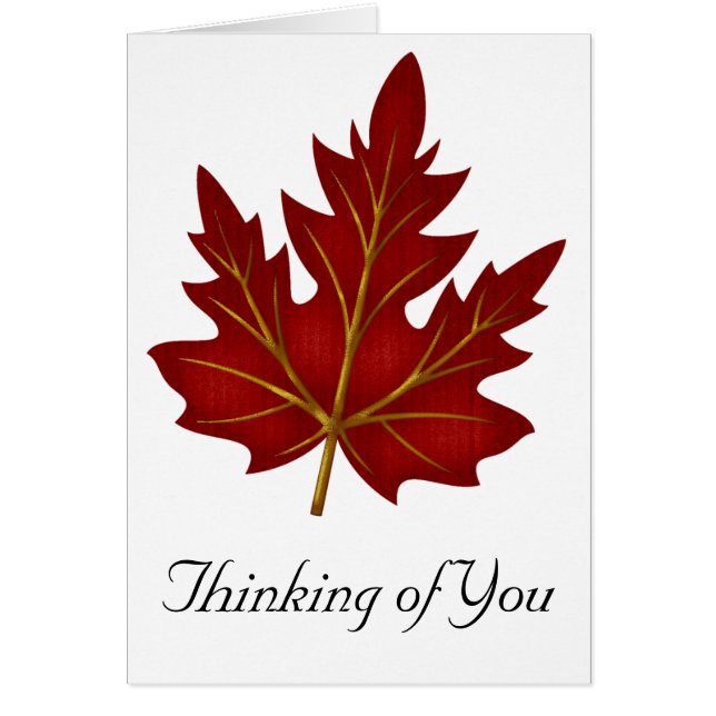 Red Leaf Penser à vous Carte d'amitié Design (Devant)