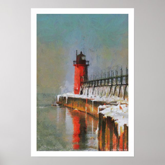 Red Lighthouse Poster Print (Devant)