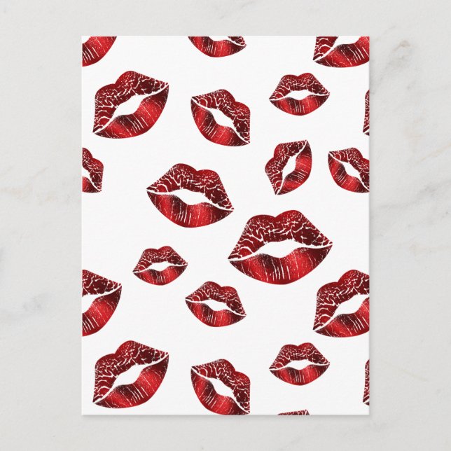 Red Lips Baiser Motif Valentine's Day Carte postal (Devant)