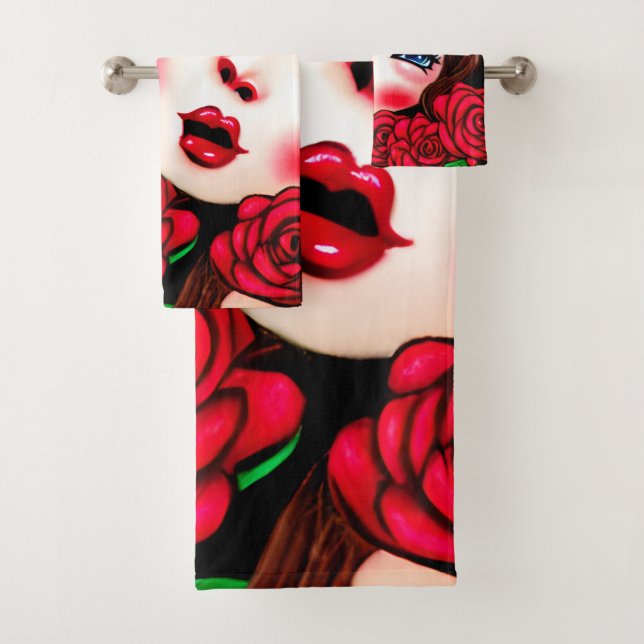 Red Lips et Red Roses Motif (En situation)