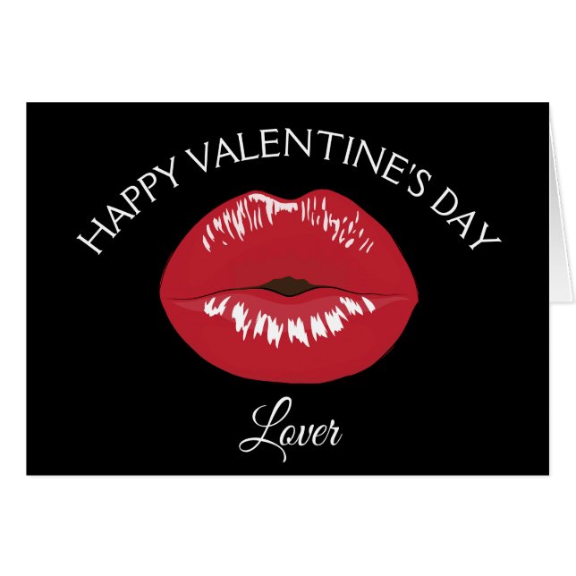 Red Lips Kiss Valentine's Day Card (Devant horizontal)