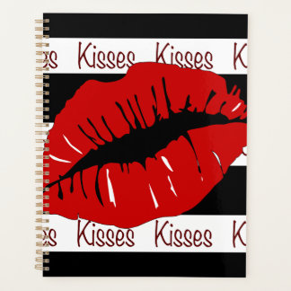 Red Lips Kisses Stried Day Planner Calendrier