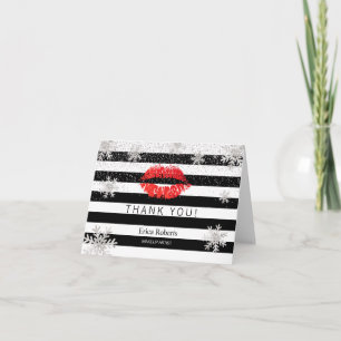 Red Lips Snowflakes Modern Stripes Merci