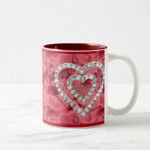 Red Live Lauder Love Diamond Heart Mug