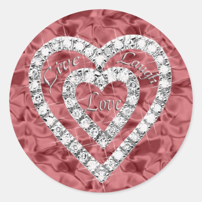Red Live Laugh Love Diamond Heart Stickers (Devant)