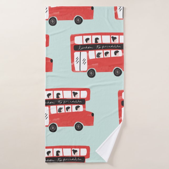 Red London Double Decker Bus sans joint Motif (Serviette de bain)