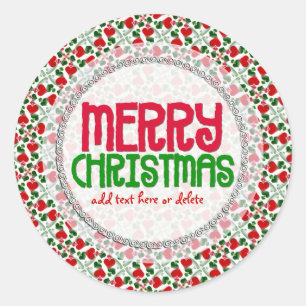 Red Love coeurs Noël Cadeau étiquette Sticker