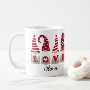 RED LOVE GNOMES VALENTINE'S DAY NAME MUG