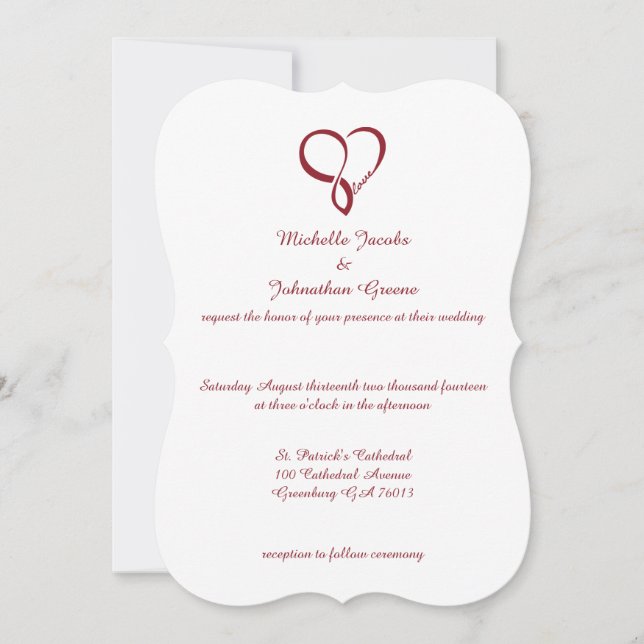 Red Love Heart Wedding Invitations (Devant)
