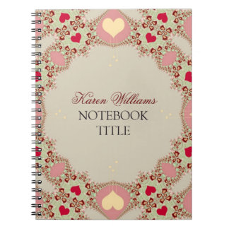 Red Love Hearts Pastel Lace Carnet