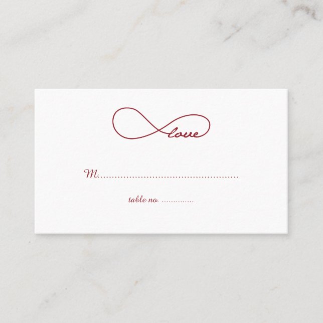 Red Love Infinity Mariage Table Place Cartes (Devant)