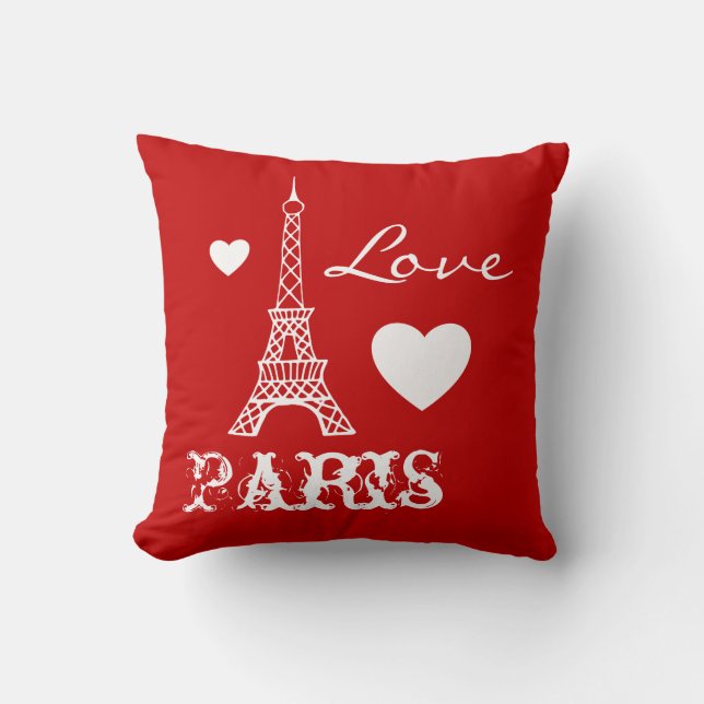 Red Love Paris Tour Eiffel Coussin chambre (Recto)