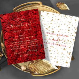 Red Love Rose Faire-part de mariage