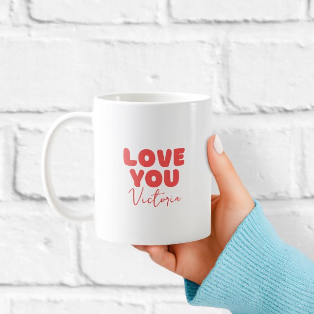 Red Love You Personalised Mug for Girlfriend  (Créateur téléchargé)