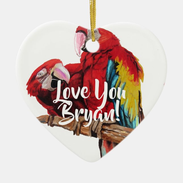 Red Macaw Art Love You Mans Nom Décoration (Devant)