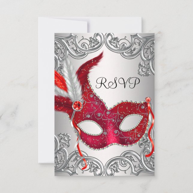 Red Masquerade Party RSVP (Devant)