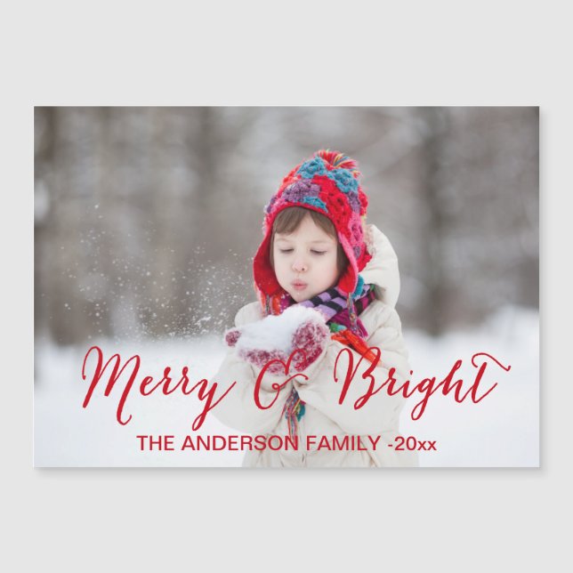 Red Merry et Bright Holiday Carte photo (Devant)