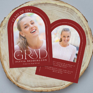 Red Modern Arch 2 Faire-part de graduation photo