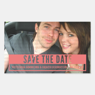 Red Modern Cut Out Enregistrer Stickers Date