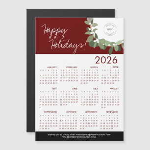 Red Modern Wreath Your Logo ici Calendrier 2026