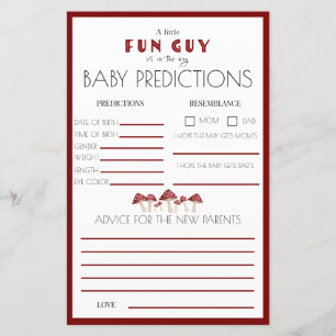 Red Musroom Fun Guy Baby shower Prediction Jeu