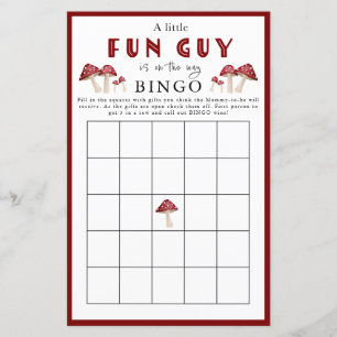 Red Musroom Little Fun Guy BINGO Baby shower Jeu