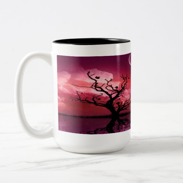 Red Night Sky Réflexions Pittoresque café Mug (Gauche)
