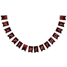 Red Noir Confetti Joyeux drapeaux de Bunting Anniv