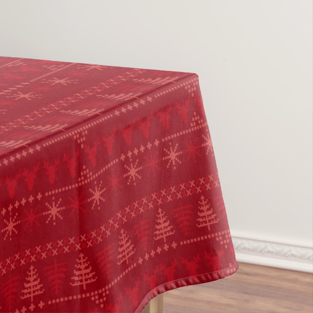 Red Nordic Knit Motif Vacances d'hiver Nappe (In Situ)