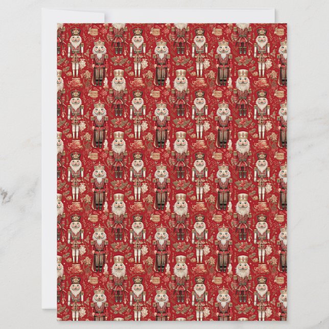 Red nutcrackers pattern Christmas craft paper (Devant)