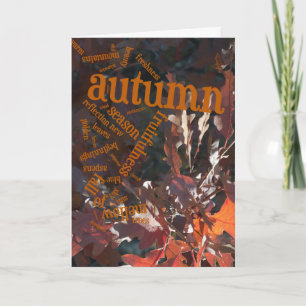 Red Oak Feuilles et Word Art carte d'action de grâ