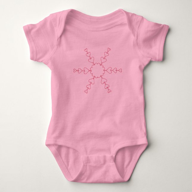Red Outline Hearts Snowflake Tshirts (Devant)