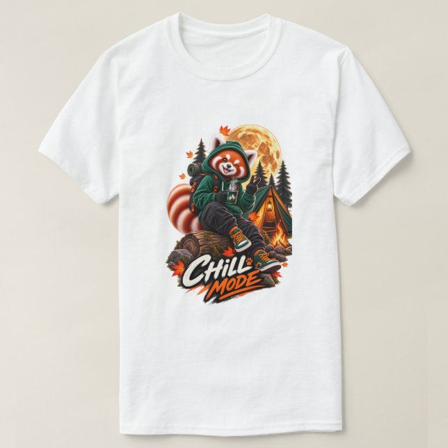 Red Panda Chill Mode Camping T-Shirt (Design devant)
