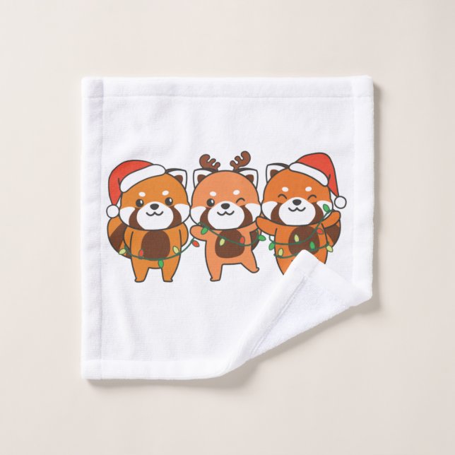 Red Panda Christmas Animals Cute Red Pandas (Gant de toilette)