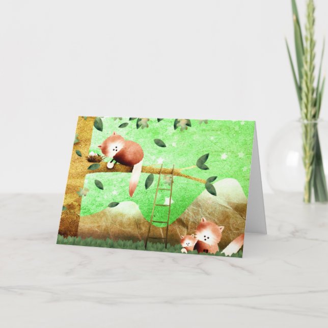 Red Panda montagne - carte de voeux (Devant)