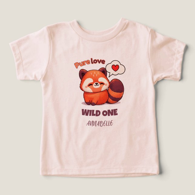 Red Panda Pure Love - Fille Premier Anniversaire (Design Recto)