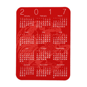 Red Papercut Rooster Calendar 2017 Magnet 2