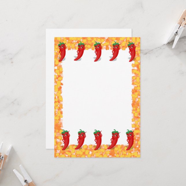 Red Pepper Diva Dessin Invitation (Devant/Arrière en situation)