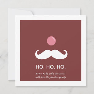 Red Père Noël Mustache Christmas Photo Flat Cartes