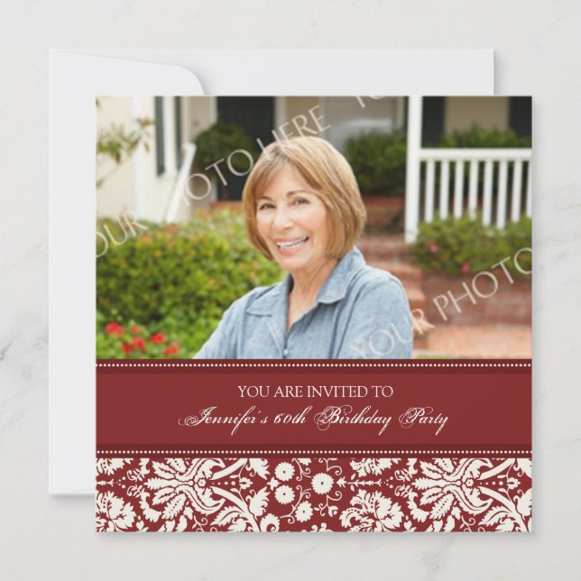 Red Photo 60th Birthday Party Invitations (Devant)