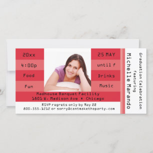 Red Photo Admission Ticket Party Invitation