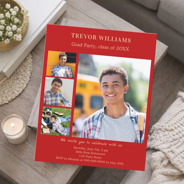 Red photo Graduation Party invitation (Créateur téléchargé)