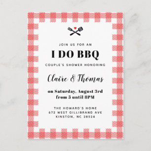 Red Picnic Plaid Cloth I Do BBQ Invitation