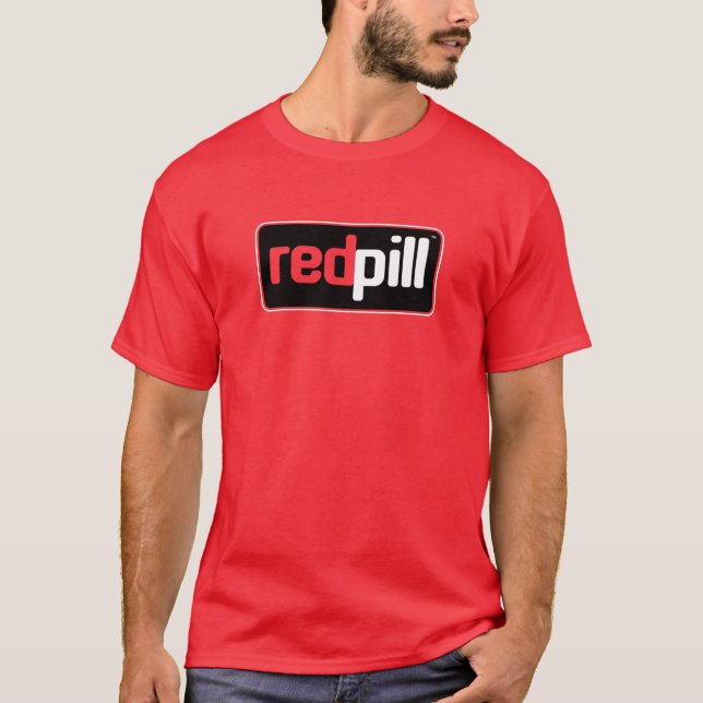 Red Pill™ Texte noir Logo rouge T-shirt (Devant)