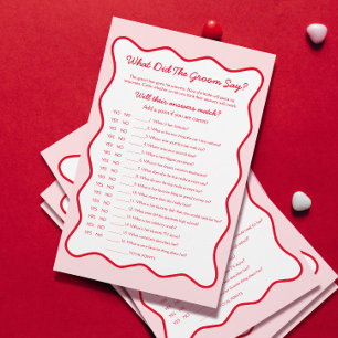 Red Pink Fête des mariées jeu Qu'a dit la chambre