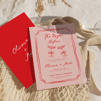 Red + Pink Handwritten Wedding Rehearsal Dinner