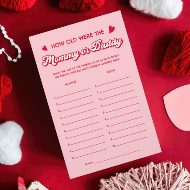 Red Pink Valentines Baby shower Jeu Guess Age (Créateur téléchargé)